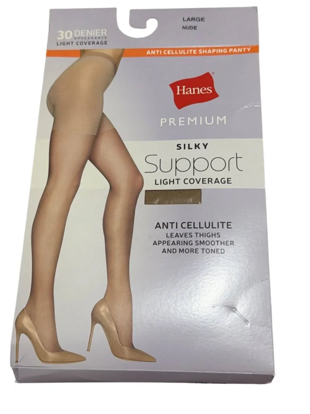 Hanes Premium Silky Support 30 Denier Anti-Cellulite Shaping Pantyhose Light Cov